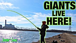 Bank Fishing for TROPHY CATFISH at a POWER PLANT LAKE - Balloon Float Rig