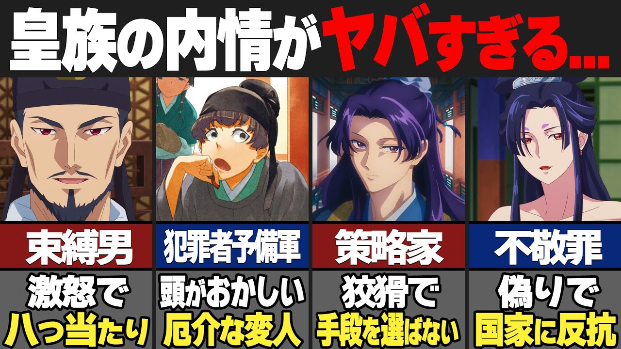 【薬屋のひとりごと】皇族の内情がヤバすぎる… 皇族11名の恐ろしさを徹底解説！【ゆっくり解説】