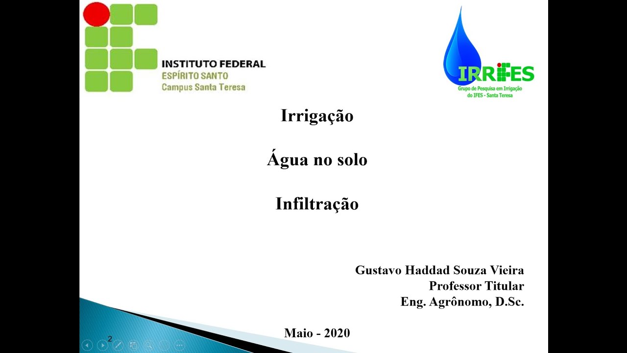 Infiltração da água no solo - Técnico em Agropecuária -  2020 05 08