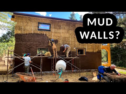 THEY'RE BUILDING A HOUSE OUT OF STRAW AND MUD! -- Adobe straw bale post and beam house update