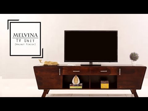 Wooden TV Units : Buy Melvina TV Unit Online in Walnut Finish at Wooden Street