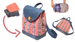 An amazingly simple idea to sew a backpack out of old jeans!