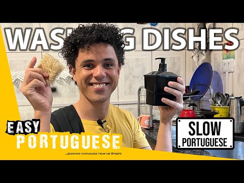 Learning Kitchen Vocabulary While Doing The Dishes in Slow Portuguese | Super Easy Portuguese 37