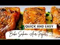 air fryer baked salmon - easy  quick recipe [butter lemon garlic sauce ]