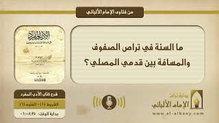 ما السنة في تراص الصفوف والمسافة بين قدمي المصلي؟