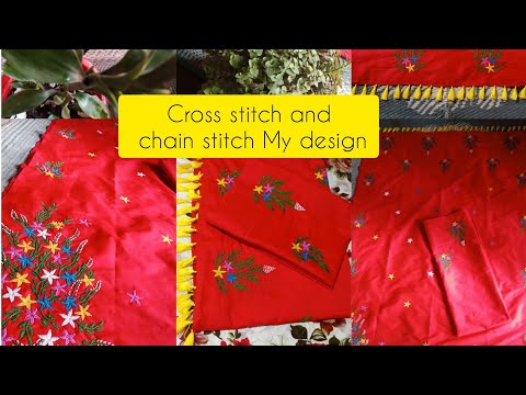 New Design mekhela chador. Cross stitch and chain stitch design . Dipakshi hand work and vlogs .