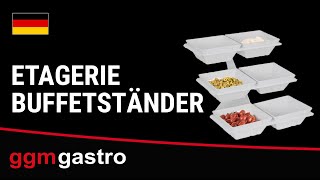 Présentoir buffet / étagère - incl. 6 bols en mélamine - rectangulaires