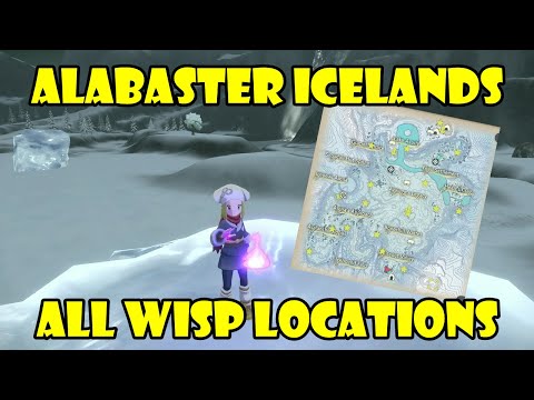 All Wisp locations in Alabaster Icelands. Map with markings. Pokemon Legends Arceus