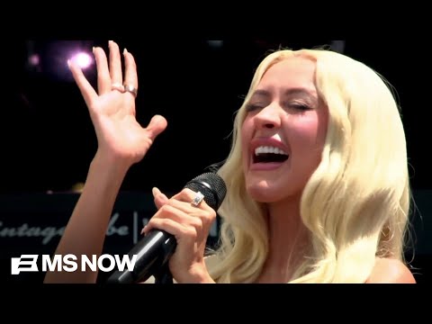 Christina Aguilera performs at Obama Presidential Center opening ceremony