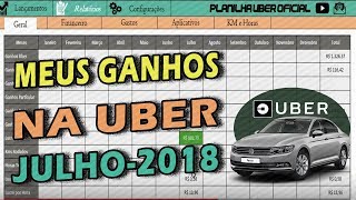 Planilha Uber - Meus Ganhos na Uber - Julho de 2018 - Heitor Pires (Planilha Uber Oficial)