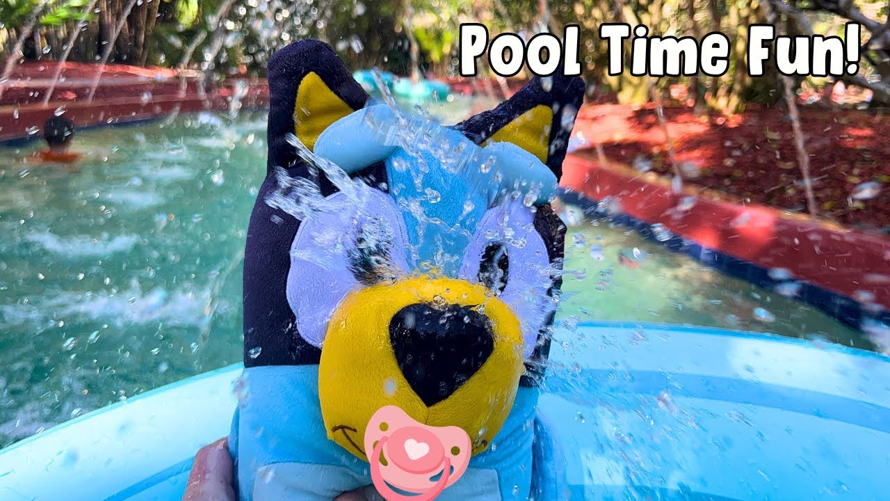💧 Bluey and Bingo Play in the Pool and Ride the Lazy River | Bluey Plush Pretend Play PBJAAM