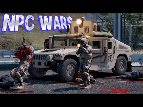 US Army VS SWAT // NPC WARS (Vehicle Edition) // GTA 5