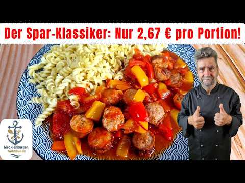 5€ Nudel Wurstgulasch: Schnelles Spar Rezept für jeden Tag!