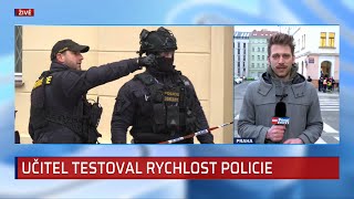 Střelbu na pražské škole nahlásil učitel, testoval reakci policie. Záběry ukazují její zásah