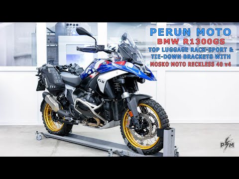 Perun moto BMW R1300GS Top luggage rack with Mosko moto Reckless 40