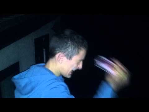 Lewis trying to crush a Coke can on his forehead