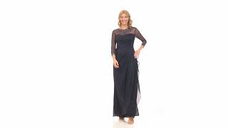 Alex Evenings Long Beaded Sweetheart Neck 3/4 Sleeve Dress at Dillard's!