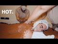 ASMR Hot Volcanic SAND BATH And Scrub With 4 Hand Massage