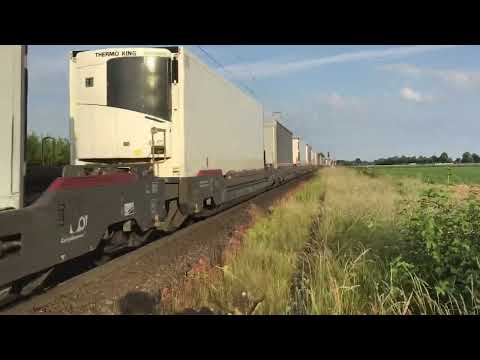 CargoBeamer Intermodal Train With Locomotive 185 527-9 Crossrail / BLS-Cargo at Breyell Germany👍👍👍👍🚂