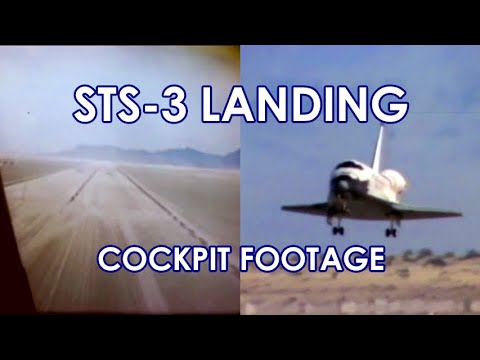 STS-3 Shuttle Cockpit Footage - Landing at White Sands (1982/03/30)