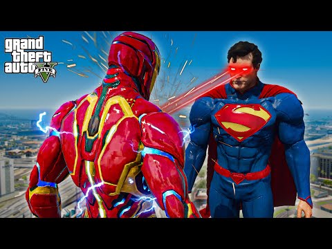 GTA 5 - Superman VS Ironman Prime Armor | Epic Battle !!