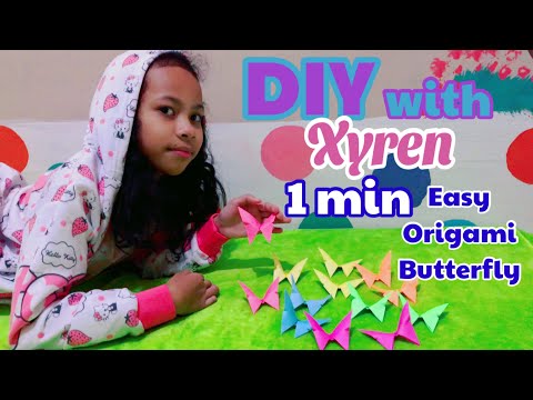 How to Make an Easy Origami Butterfly (in 1 MINUTE)// DIY with Xyren // Easy Step