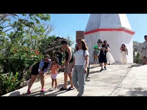 Walking on Cape Bolinao Lighthouse in Bolinao, Pangasinan.