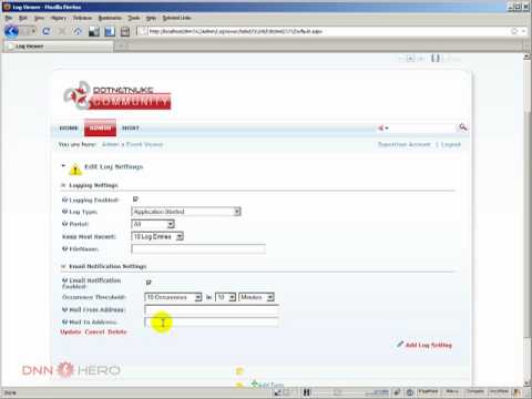 DotNetNuke Tutorial, Understanding the Event Log feature - Video #57