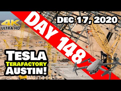 Tesla Gigafactory Austin 4K  Day 148 - 12/17/20 - Terafactory - Giga Texas Progress - CRANE EDITION!