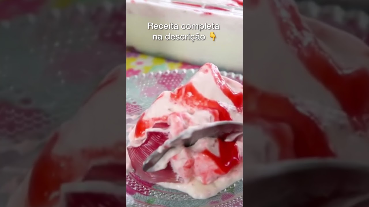 Gelatina cremosa de morango para o calor 🍓