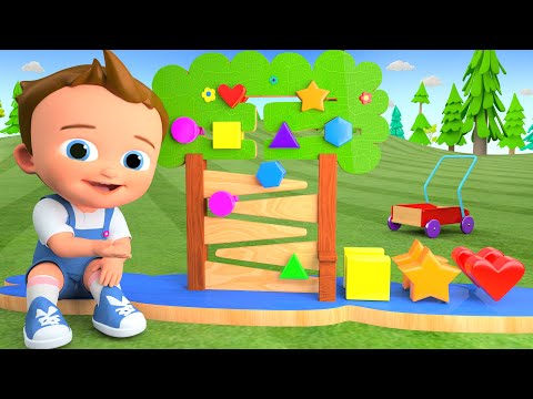Learn Colors Wooden Tree Puzzle Shapes Slider Toy Set For Kids Fun Videos | Toddlers Educational
