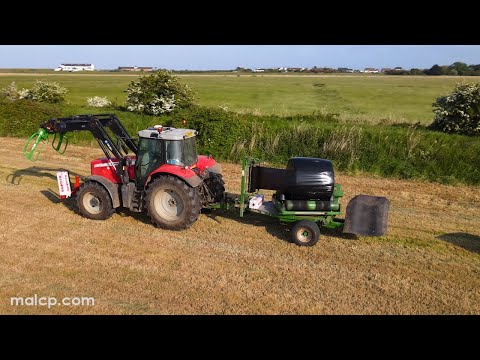 4k Hay Harvest 2023 - Wrapping bales near Shingle Street in Suffolk. Massey 6480 & McHale 991BE
