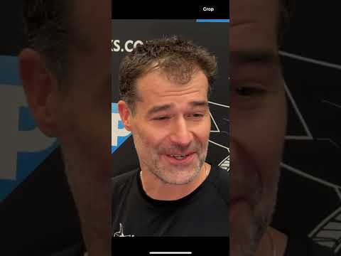 Patrick Marleau talks to the media prior to the 2024 Sharks Legends Game