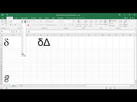 How to create the delta symbol in excel