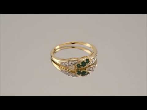 9ct Gold Diamond And Emerald Ring