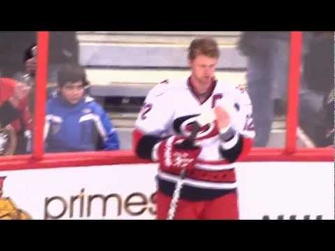 Eric Staal during pre-game warm-up at the Hurricanes @ Senators hockey game