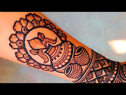 Wedding Special Bridal Mehndi design|Kalash Swastik Indian Bridal Mehndi |Dhol Shehnai mehndi design