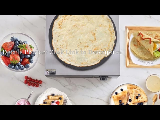 Vídeo relacionado con VEVOR Máquina para Crepes Comercial de Placa Plana de 3000 W, Acero Inoxidable Antiadherente, Estufa Circular de Escritorio para Panqueques y Cereales con Control de Temperatura, 435 x 455 x 225 mm