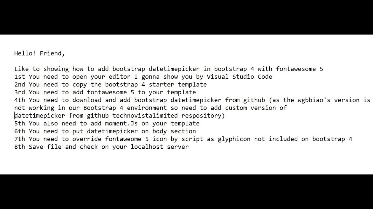 How to add bootstrap datetimepicker in bootstrap 4 with fontawesome 5