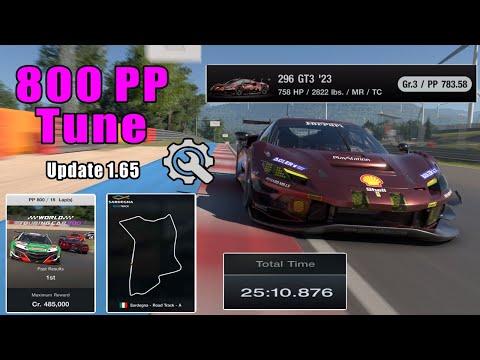 GT7|Ferrari 296 GT3 '23|Sardegna 800pp Tune|1.65