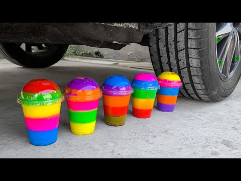 💥 Funny Crushing Experiment Color Jelly Cup vs Car! Crushing Crunchy, Soft Things with Car! 💦💦💦