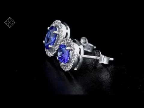 FG29 - Tanzanite 7 x 5mm And Diamond 18K White Gold Earrings