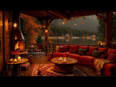 Rainy Autumn Day with Crackling Fireplace in a Cozy Hut Ambience 🍂 Studying and Mental Clarity
