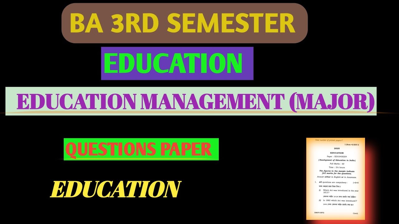 BA 3rd semester education major education management question paper pdf GU I Can Help You 
