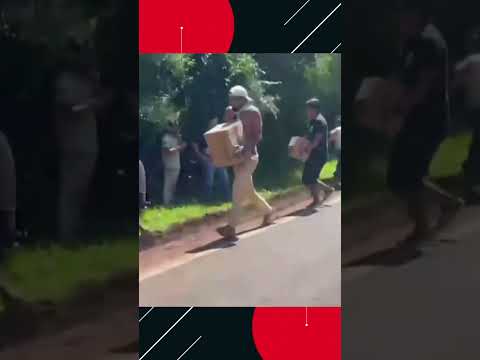 Carreta tomba e carga é saqueada na BR 277 em Nova Laranjeiras no Paraná.