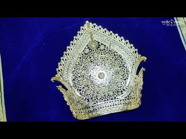 Grand Royal Majestic AD Stone Big Deity Crown Mukut for God & Goddess (17 inches Ear to Ear Dimension ) video