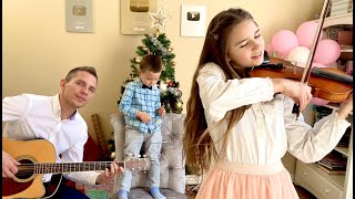 His Reaction when She Plays | Mary Did You Know - Daddy Daughter Duet - Christmas Song at home