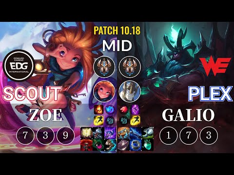 EDG Scout Zoe vs WE Plex Galio Mid - KR Patch 10.18