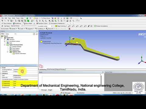 EX NO 6- Static Structural Analysis of Handle Brake- Ansys Tutorial