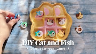 Meow-mazing Fun: Cat and Fish Tic-tac-toe Game 🐟😾 Air Dry Clay Crafts